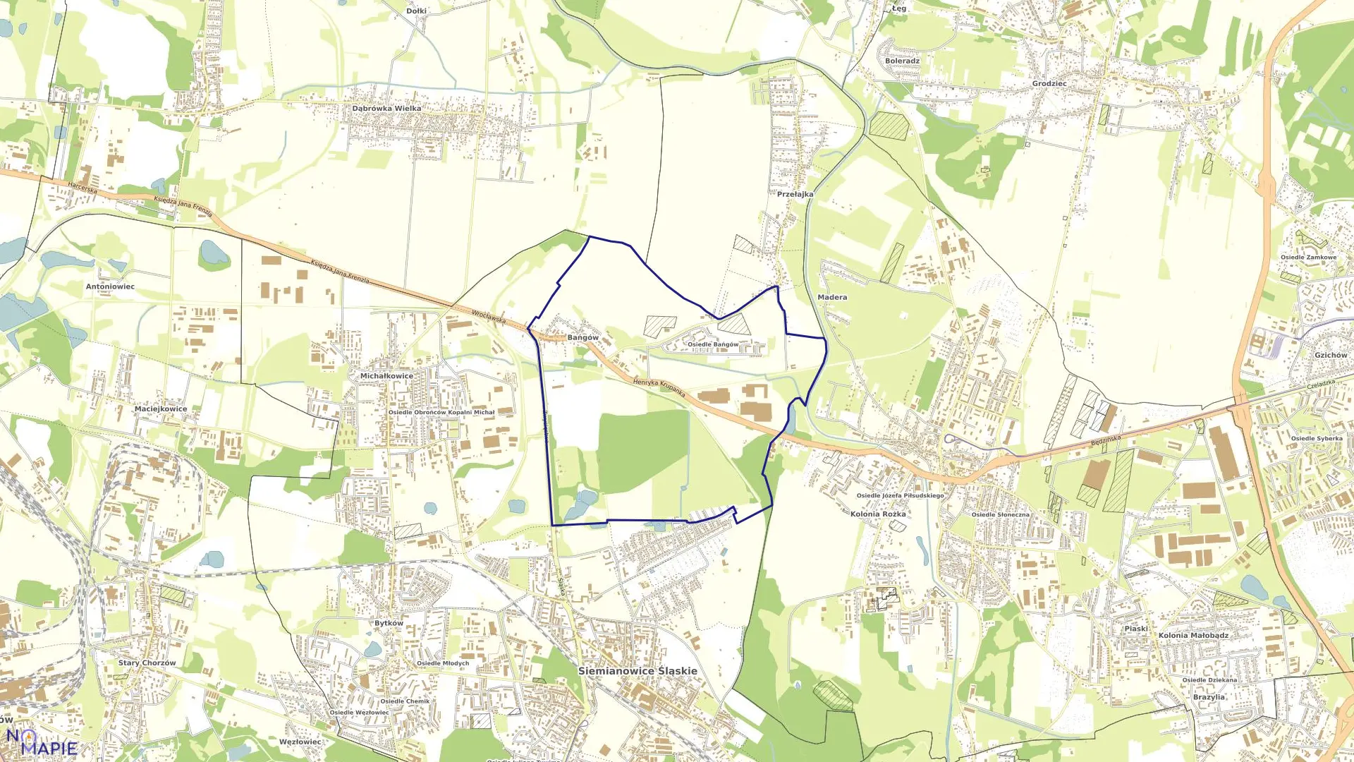 Mapa obrębu 11 w mieście Siemianowice Śląskie