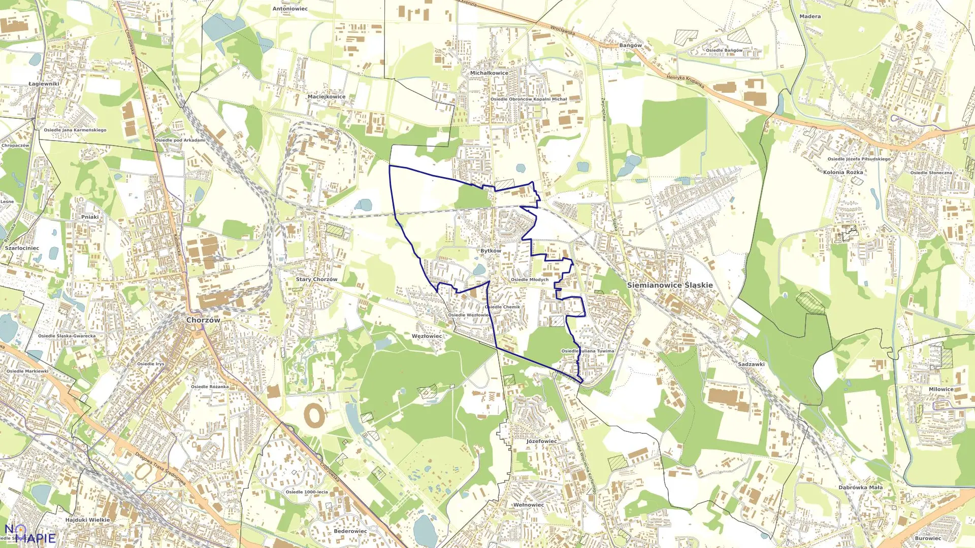 Mapa obrębu 21 w mieście Siemianowice Śląskie