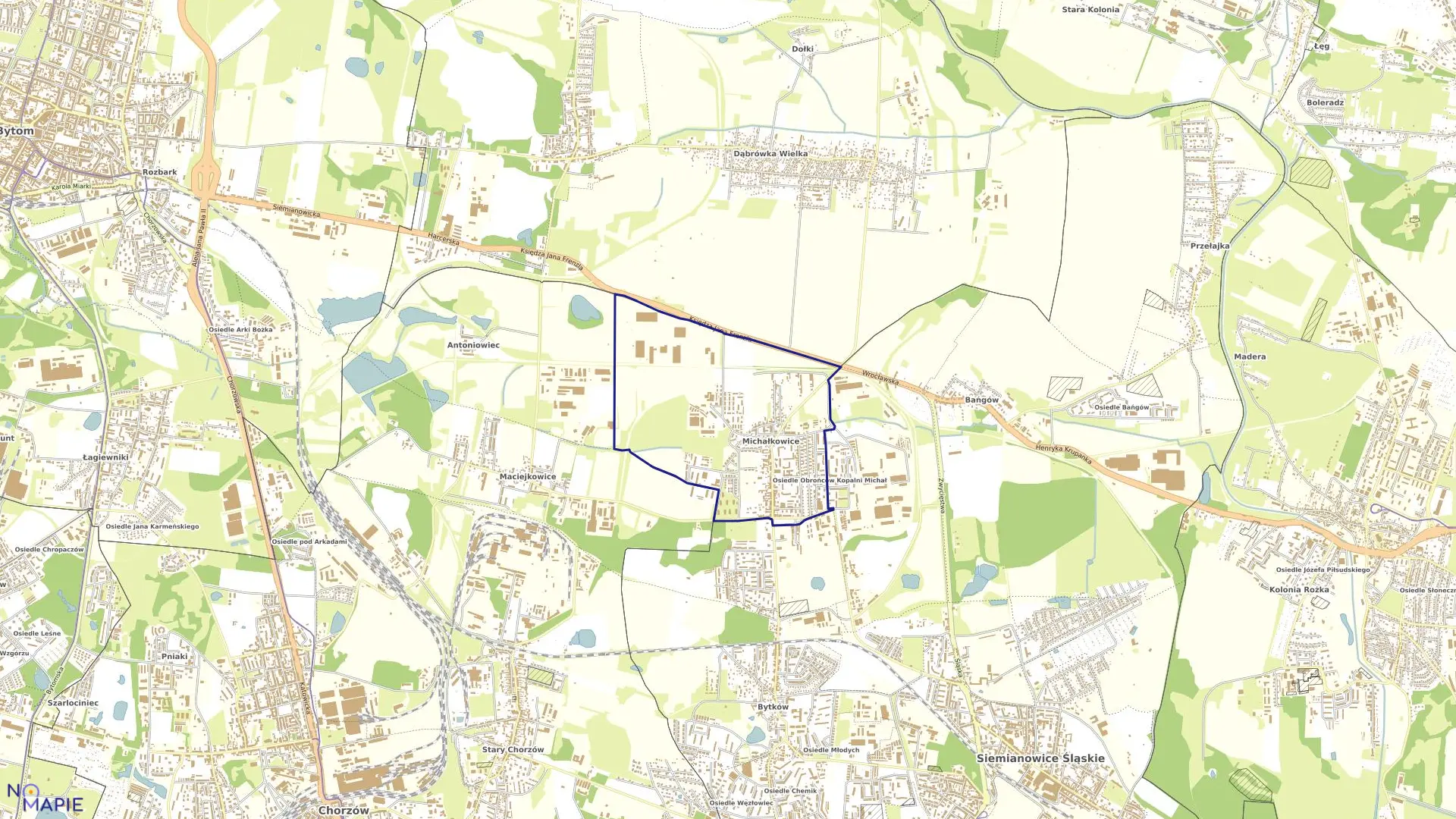 Mapa obrębu 32 w mieście Siemianowice Śląskie