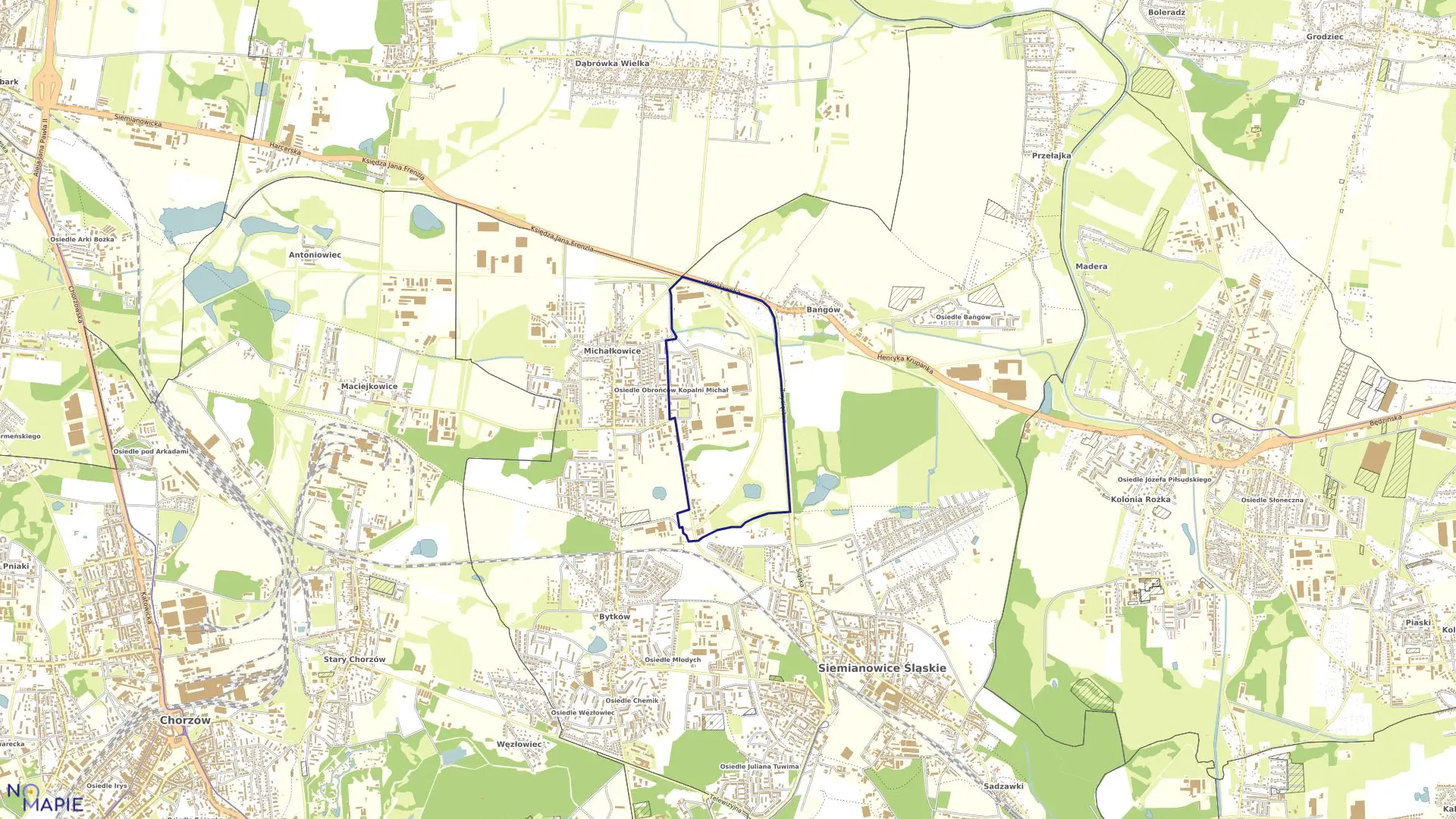 Mapa obrębu 33 w mieście Siemianowice Śląskie