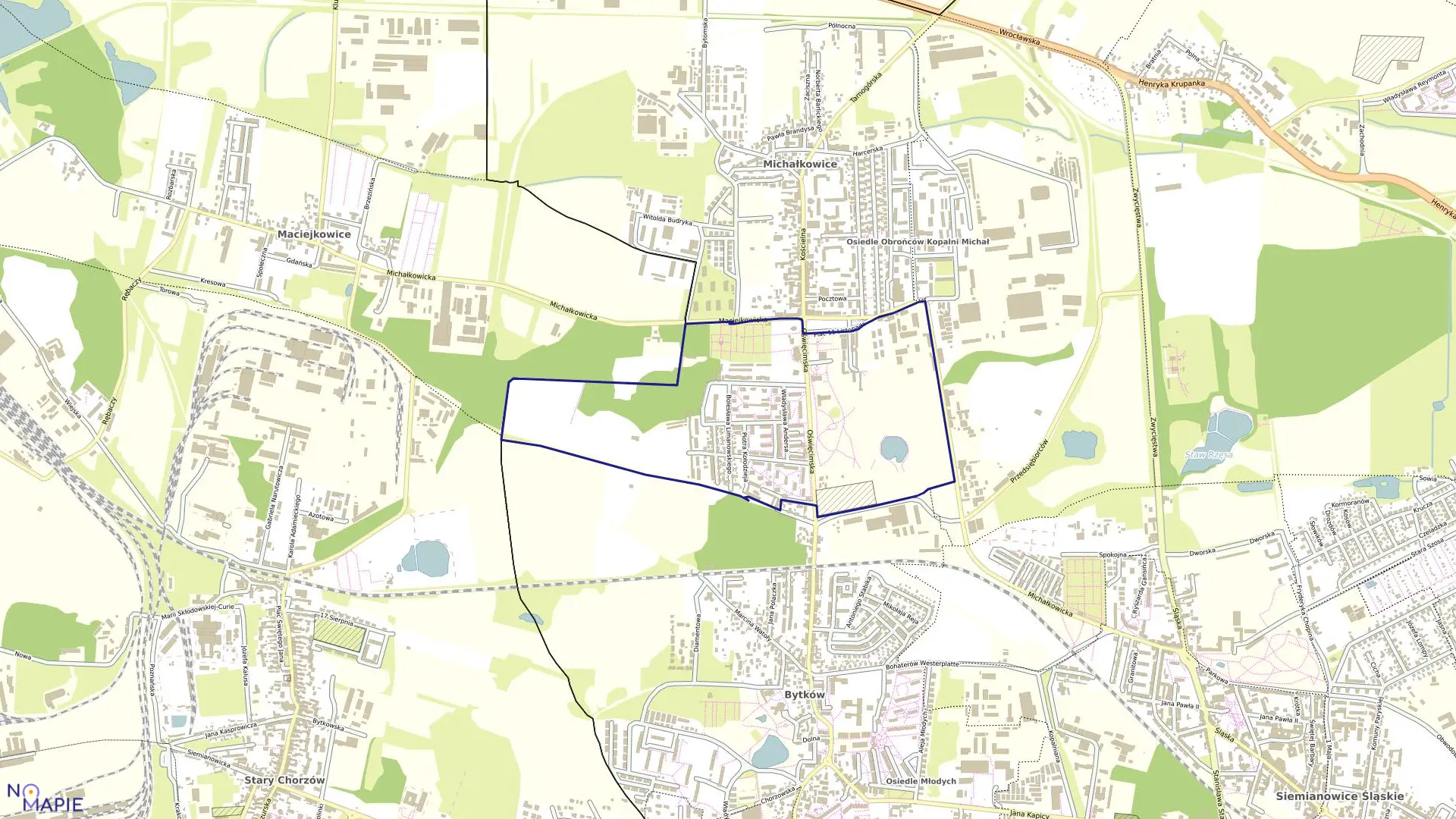 Mapa obrębu 35 w mieście Siemianowice Śląskie