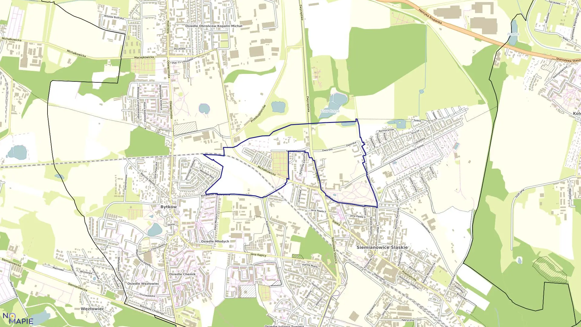 Mapa obrębu 51 w mieście Siemianowice Śląskie