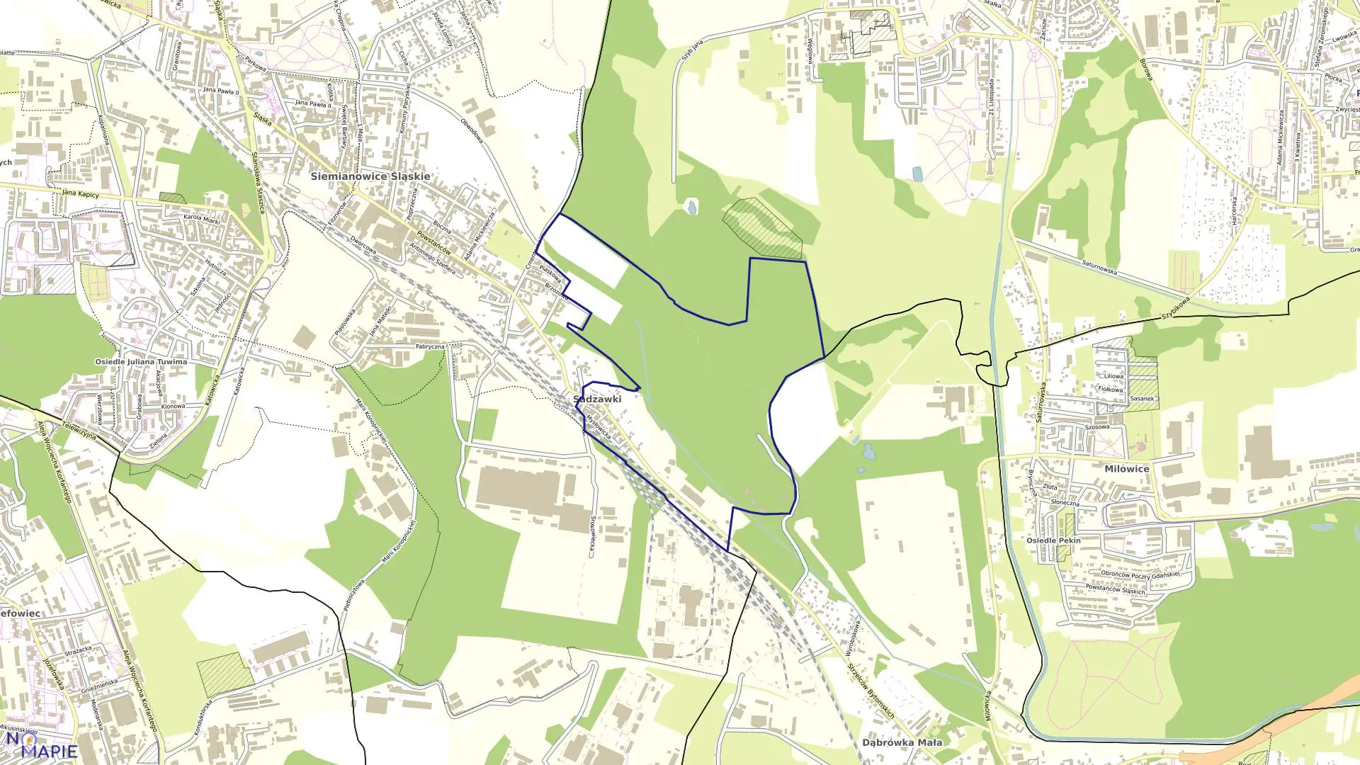 Mapa obrębu 54 w mieście Siemianowice Śląskie