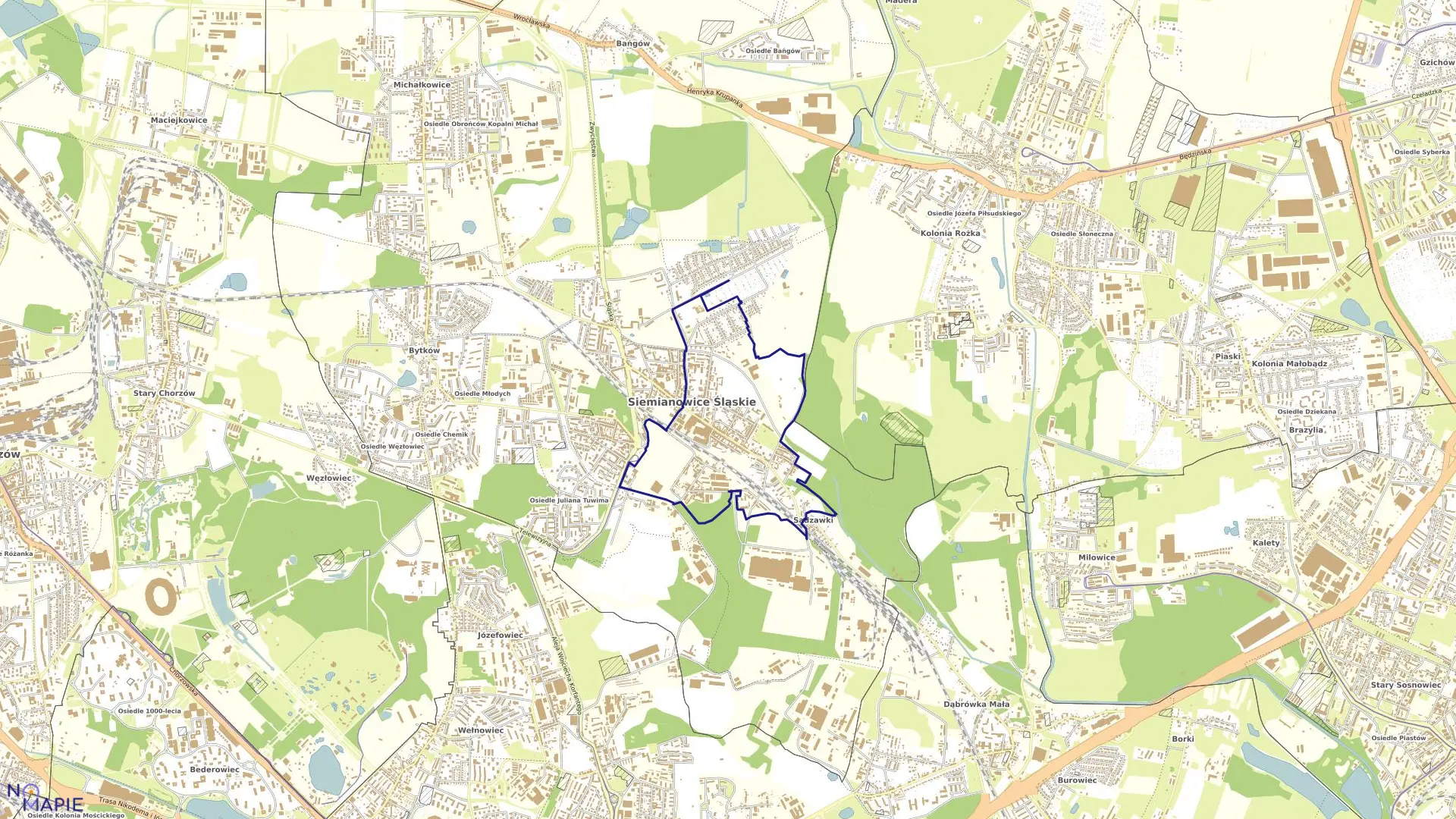 Mapa obrębu 55 w mieście Siemianowice Śląskie