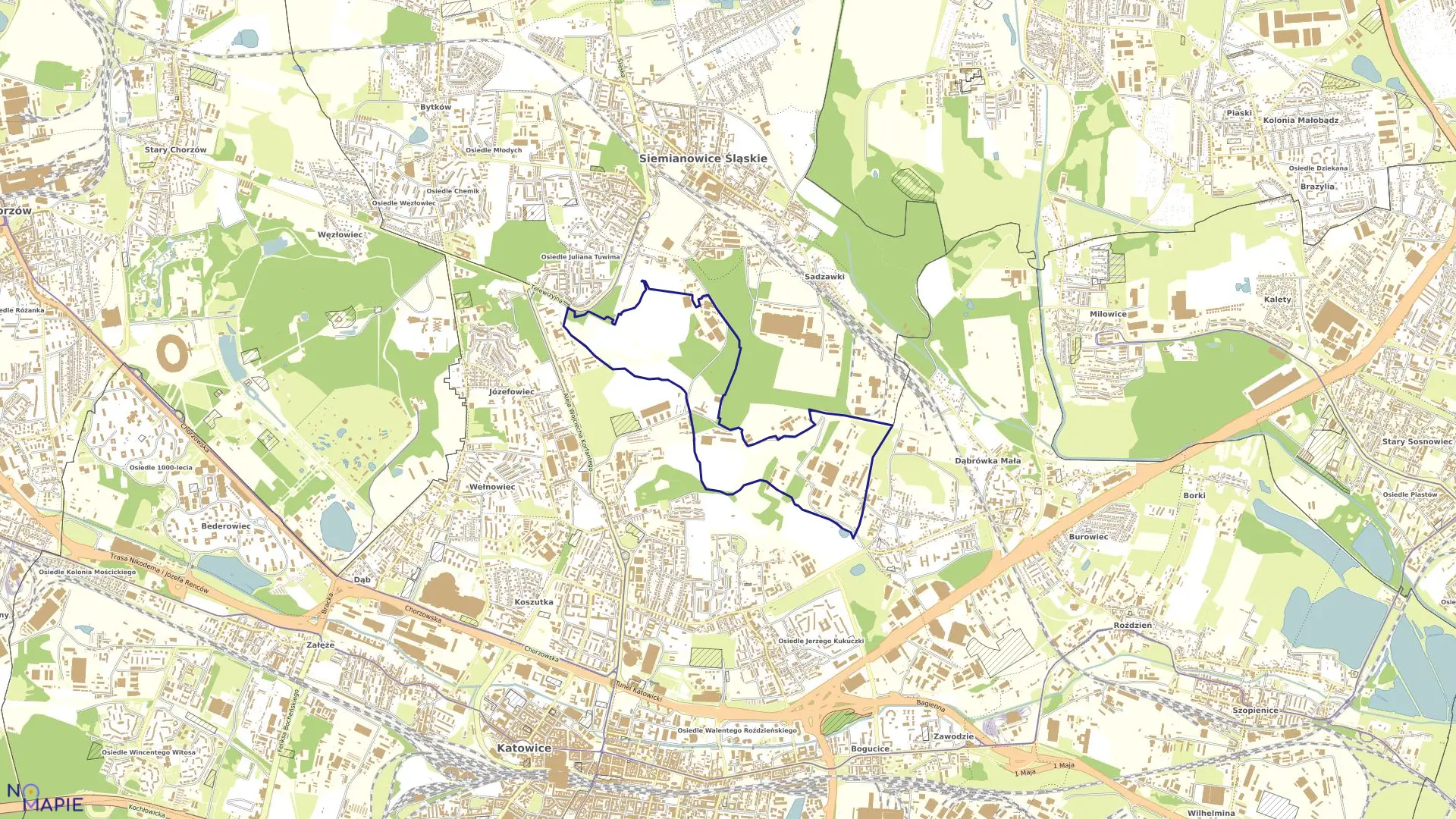 Mapa obrębu 57 w mieście Siemianowice Śląskie